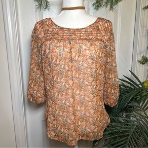 Lauren Conrad Floral Orange Blouse